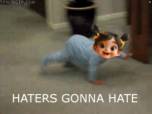 A Baby Is Crawling On The Floor With The Words Haters Gonna Hate Above It GIF