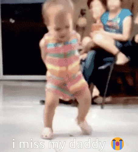 A Baby Is Dancing With The Words I Miss My Daddy GIF