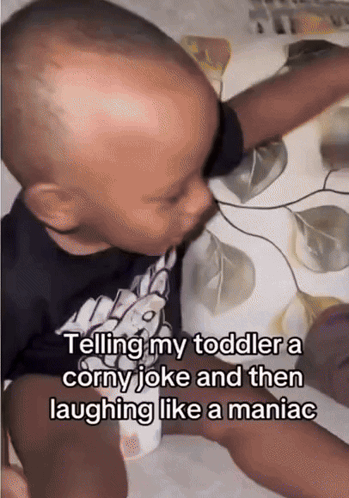 A Baby Is Laughing Like A Maniac And Telling A Corny Joke GIF