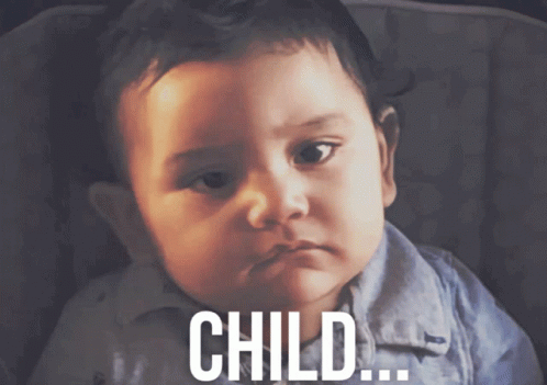 a baby is sitting in a car seat with the word child written above him