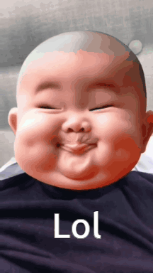 A Baby Making A Funny Face With The Word Lol On The Bottom Right GIF