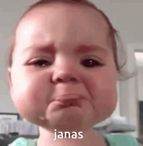 A Baby Making A Sad Face With The Word Janas On The Bottom GIF