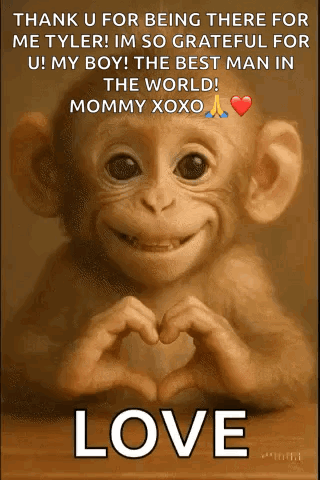 A Baby Monkey Is Making A Heart Shape With Its Hands GIF