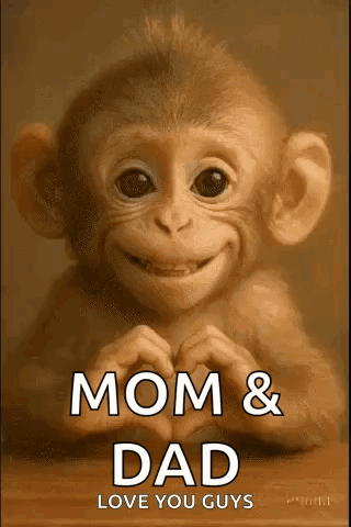 A Baby Monkey Is Making A Heart With Its Hands And Smiling . GIF