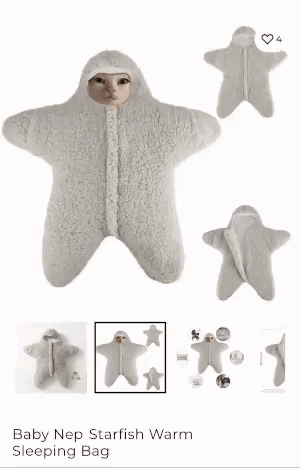A Baby Sleeping Bag That Looks Like A Starfish With A Face On It . GIF