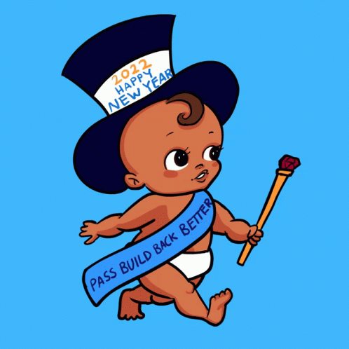 A Baby Wearing A Top Hat And A Sash That Reads Pass Build Back Better GIF