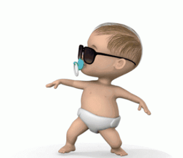 A Baby Wearing Sunglasses And A Pacifier Is Dancing GIF