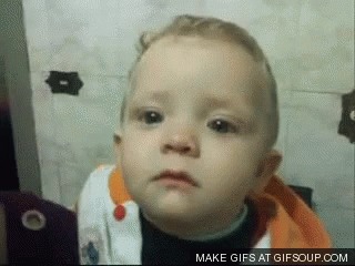 A Baby With A Sad Look On His Face And The Words Make Gifs At Gifsoup.com Below It GIF