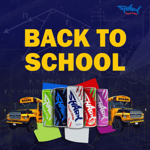 Back To School Ad With Shark Energy Drink GIF