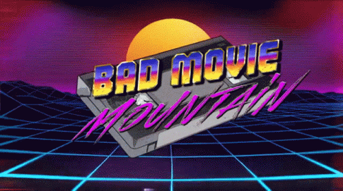 A Bad Movie Mountain Logo Is Displayed On A Futuristic Background GIF