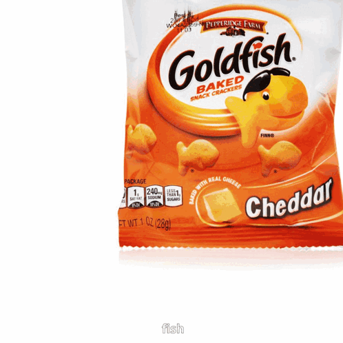A Bag Of Baked Goldfish Snack Crackers With Cheddar Cheese GIF