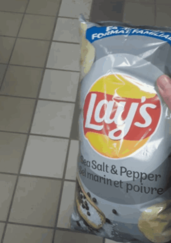 A Bag Of Lay 'S Sea Salt And Pepper Chips GIF