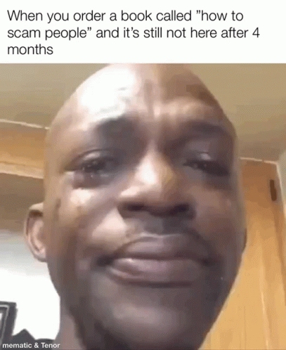 A Bald Man Is Crying Because He Ordered A Book Called How To Scam People . GIF