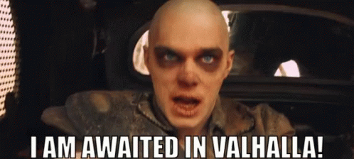 A Bald Man Is Sitting In A Car And Saying I Am Awaited In Valhalla GIF