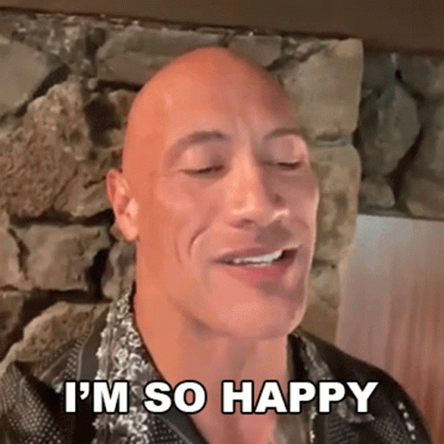 A Bald Man Is Smiling And Says `` I 'M So Happy '' . GIF