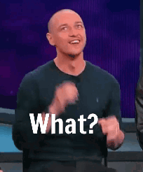 A Bald Man Is Wearing A Black Shirt That Says What GIF