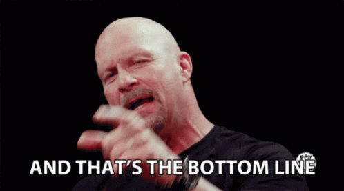A Bald Man Says " And That 'S The Bottom Line " While Pointing At The Camera GIF