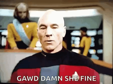 A Bald Man Says Gawd Damn She Fine On A Television Screen GIF