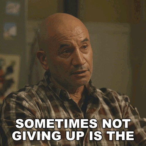 A Bald Man Says Sometimes Not Giving Up Is The GIF