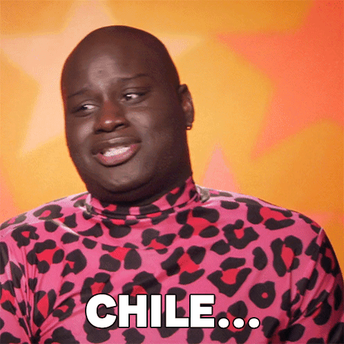 Bald Man In Pink Leopard Shirt Says Chile GIF
