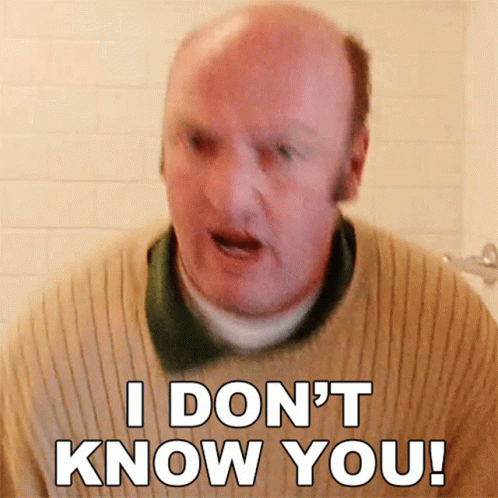A Bald Man Wearing A Sweater Says I Don 'T Know You GIF