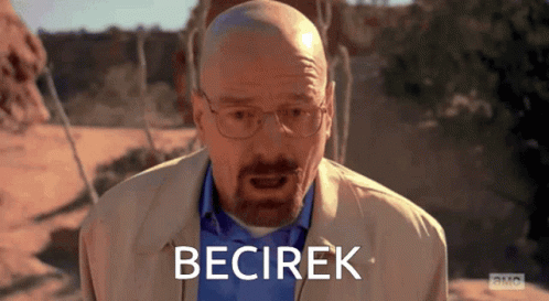 A Bald Man Wearing Glasses And A Blue Shirt Says Becirek GIF