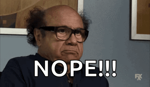 A Bald Man Wearing Glasses Is Making A Face And Says Nope !!! GIF