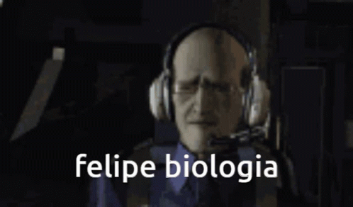 A Bald Man Wearing Headphones Salutes With The Word Felipe Biology Written Below Him GIF