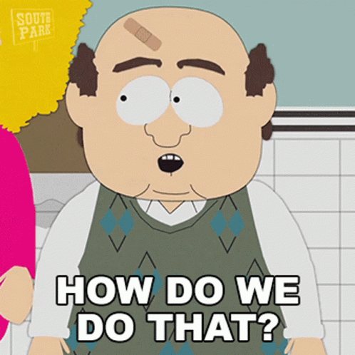 A Bald Man With A Bandage On His Forehead Says How Do We Do That GIF