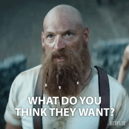 A Bald Man With A Beard And Suspenders Says What Do You Think They Want GIF