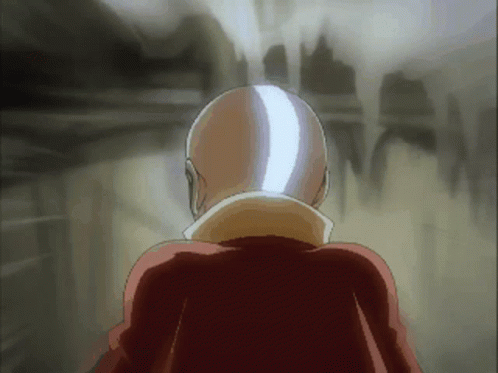 A Bald Man With A Light Coming Out Of His Head Is Standing In A Dark Room GIF