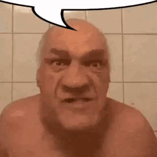 a bald man with a speech bubble above his head .
