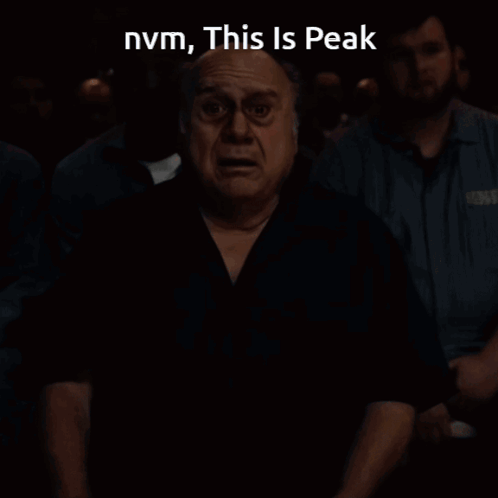 A Bald Man With A Surprised Look On His Face And The Words Nvm This Is Peak Above Him GIF