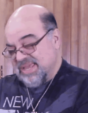 Bald Man With Glasses And NY Shirt GIF