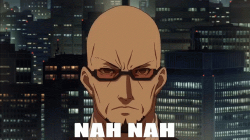 A Bald Man With Glasses And The Words Nah Nah GIF