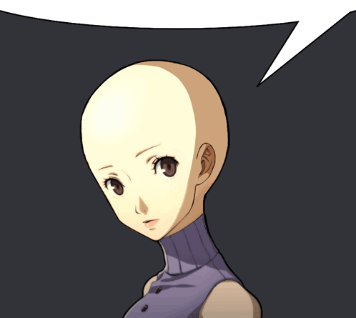 A Bald Woman With Her Eyes Closed And A Speech Bubble Behind Her GIF