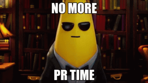 A Banana Wearing Sunglasses And A Suit Has The Words No More Pr Time On It GIF