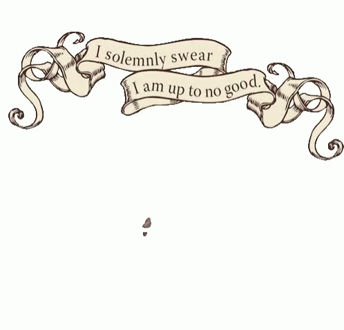 A Banner That Says I Solemnly Swear I Am Up To No Good On It GIF