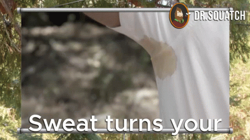 A Banner That Says Sweat Turns Your With A Picture Of A Person 'S Armpit GIF