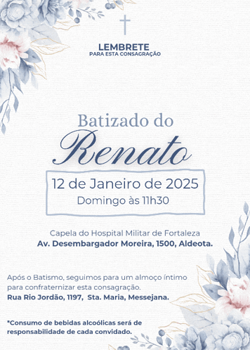 A Baptism Invitation For Renato Is Written In A Foreign Language GIF