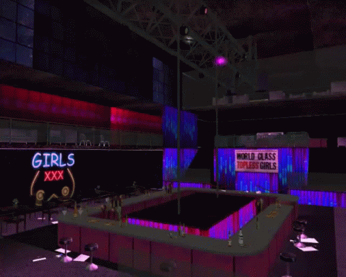 A Bar With A Sign That Says " Girls Xxx " On It GIF