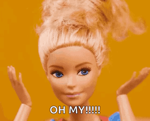 A Barbie Doll With Blonde Hair And Blue Eyes Says Oh My GIF