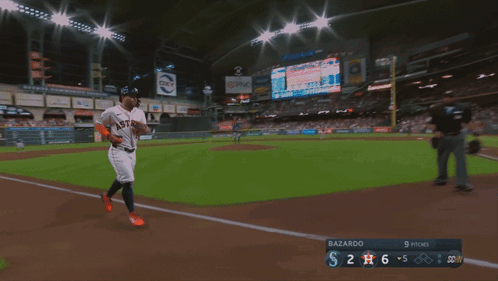 A Baseball Game Between Astros And Seahawks With A Score Of 6-2 GIF