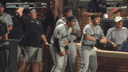 A Baseball Game Between Auburn And Coastal Is On Espn GIF