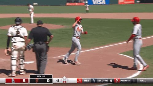 A Baseball Game Between The Cardinals And The Seahawks Is Being Played GIF
