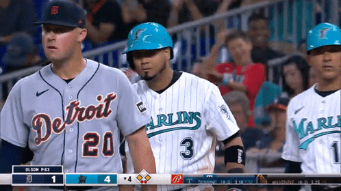 A Baseball Game Between The Detroit Tigers And The Marlins Is Underway GIF