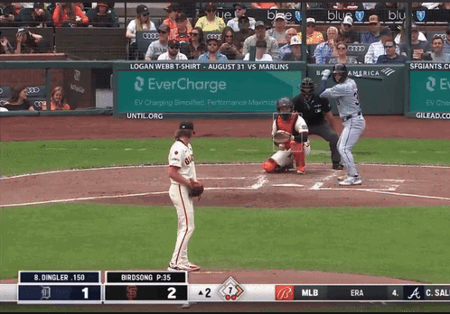 A Baseball Game Between The Giants And The Marlins Is Being Played On August 31 GIF