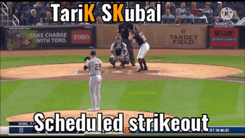 A Baseball Game Is Being Played And A Scheduled Strikeout Is Being Displayed GIF