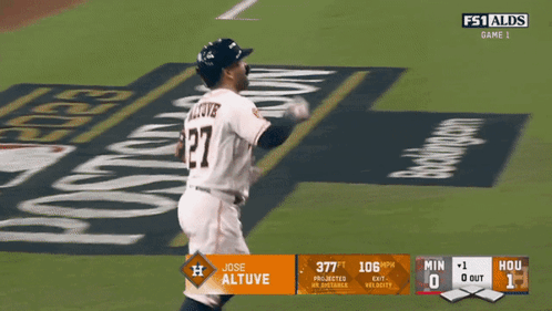A Baseball Game Is Being Played And Jose Altuve Is Playing For The Astros GIF