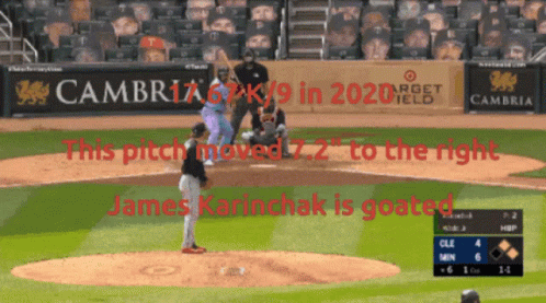 A Baseball Game Is Being Played And The Pitcher Is Named James Karinchak GIF